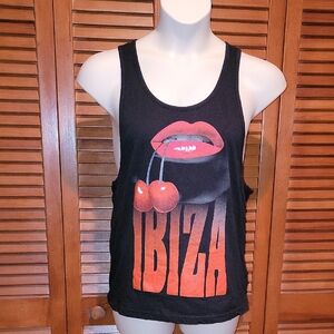 Black Ibiza Graphic Muscle Tee